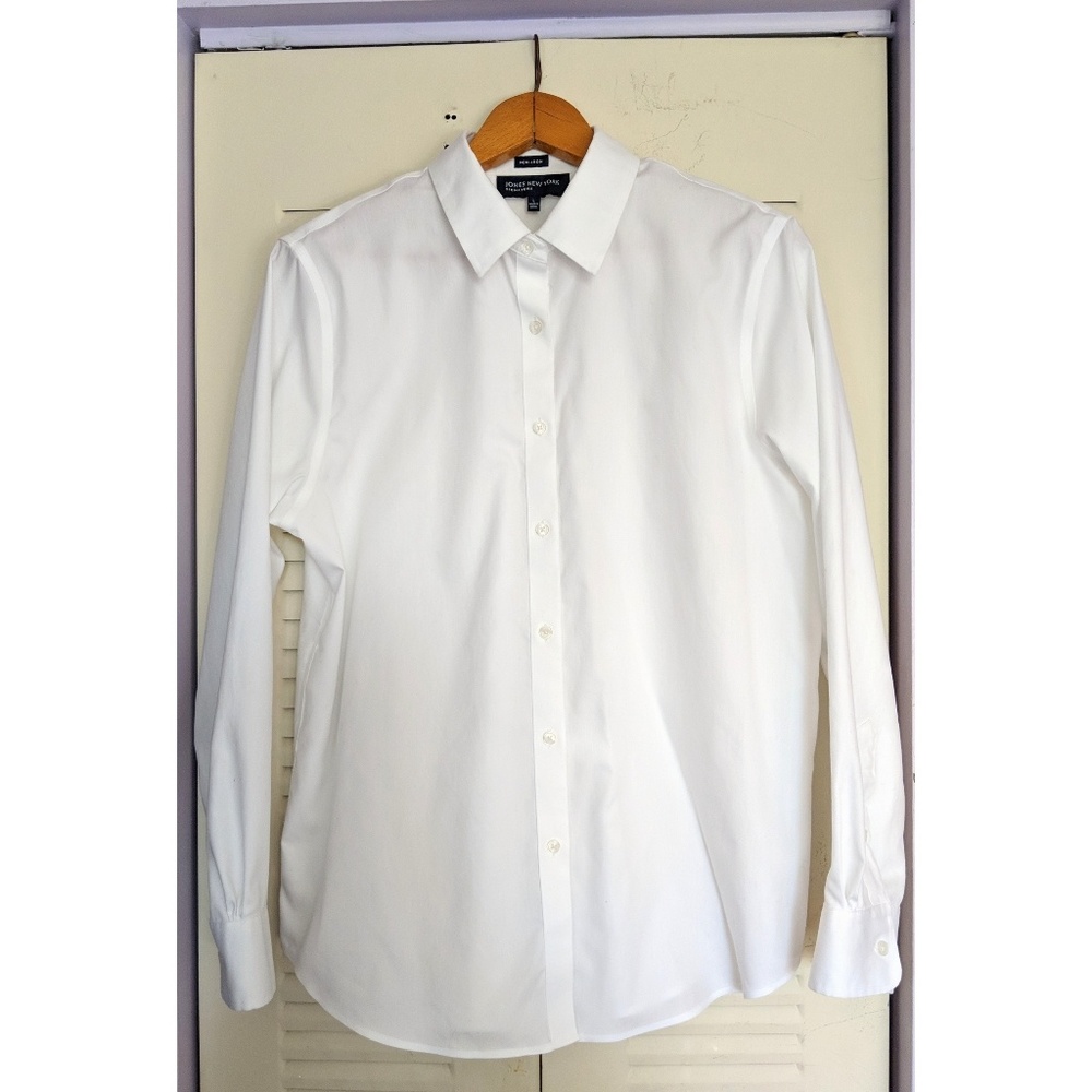 White Button Up Non-Iron Blouse Shirt